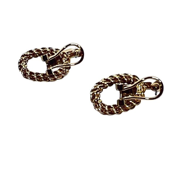 Kenneth Jay Lane Gold Tone And Clear Rhinestone Pierced Earrings (5986) - Picture 10 of 11